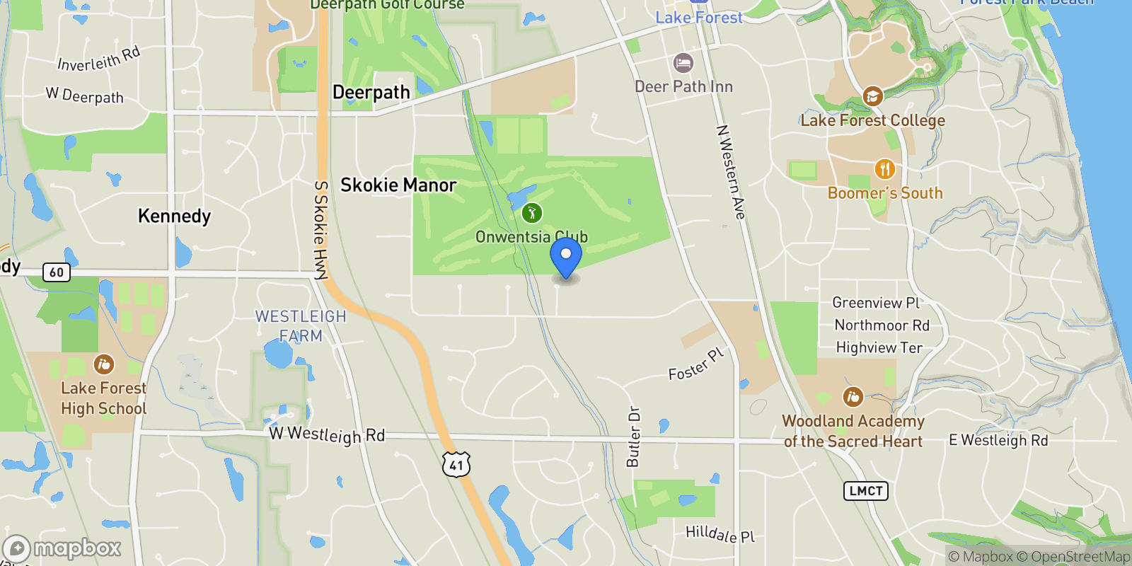 Map showing 61 Sequoia Court , Lake Forest, IL 60045, Lake Bluff, Illinois, United States.