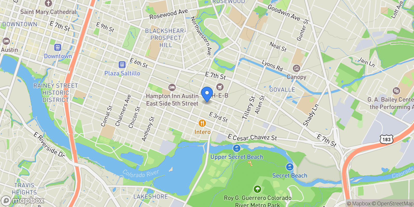 Map showing 2604 E 4th St, Austin, TX 78702, Austin, Texas, United States.