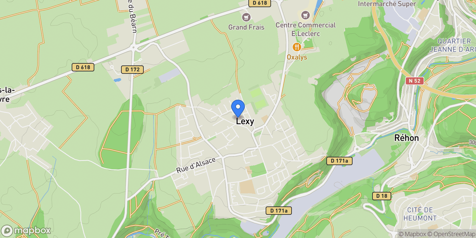 Map showing Lexy, Grand Est, France.