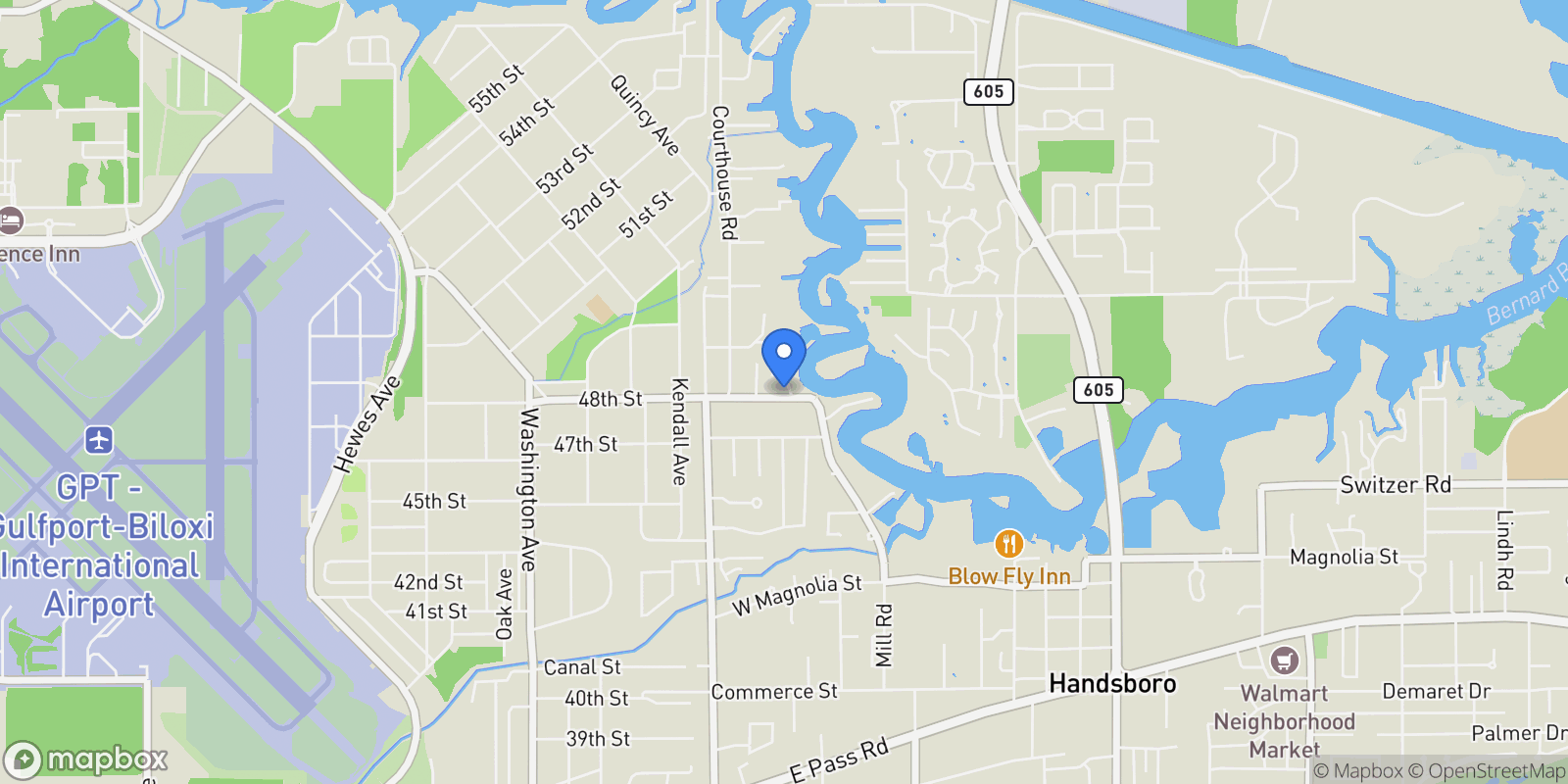 Map showing 1 Povenir Place, Gulfport, MS 39507, Gulfport, Mississippi, United States.
