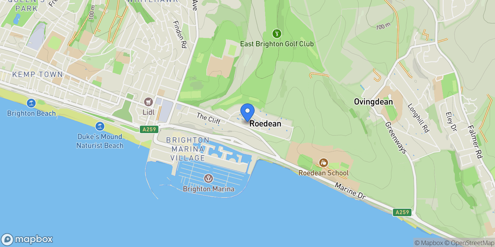 Map showing Brighton, Brighton and Hove, England, United Kingdom.