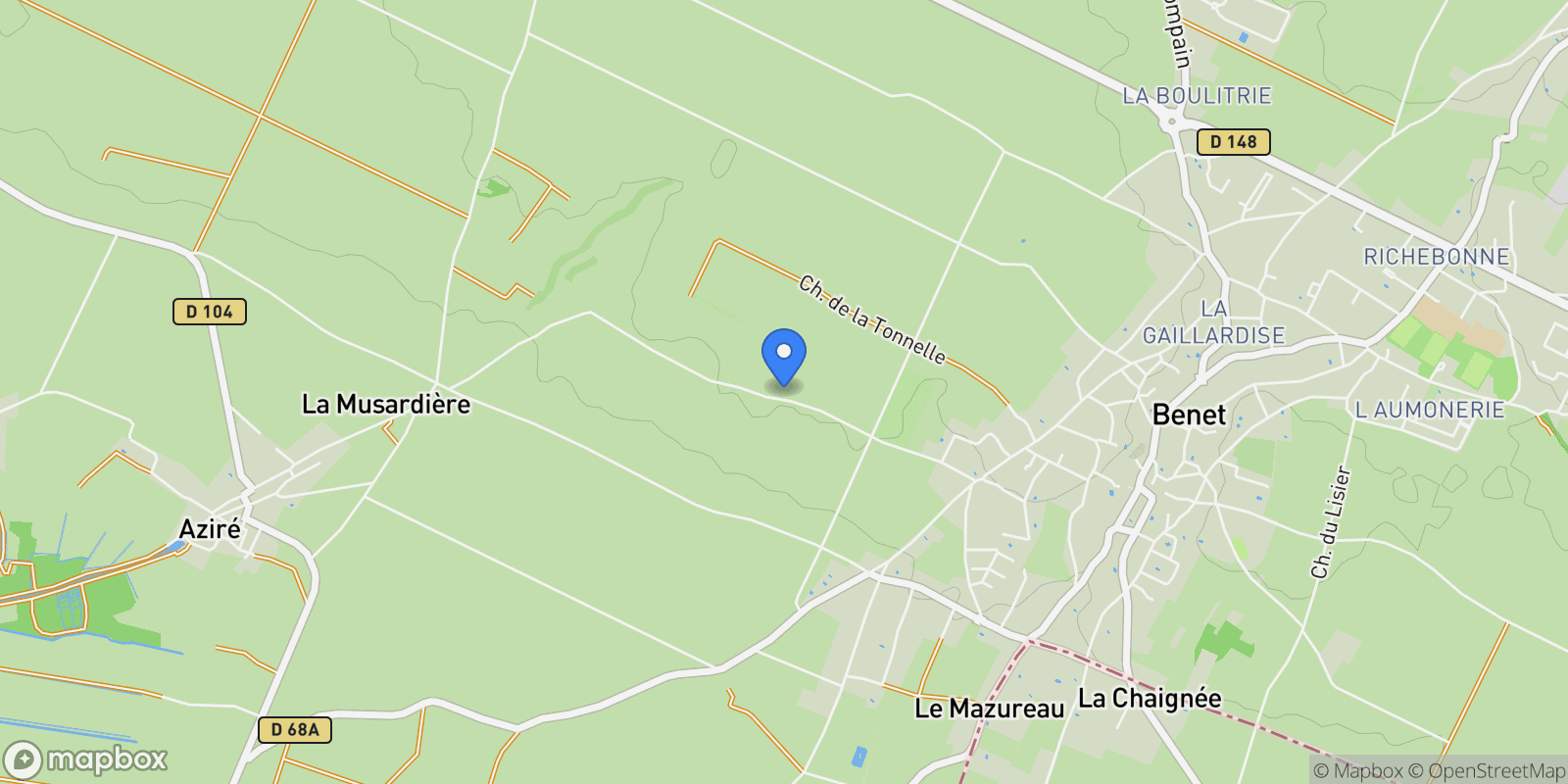 Map showing Benet, Pays de la Loire, France.