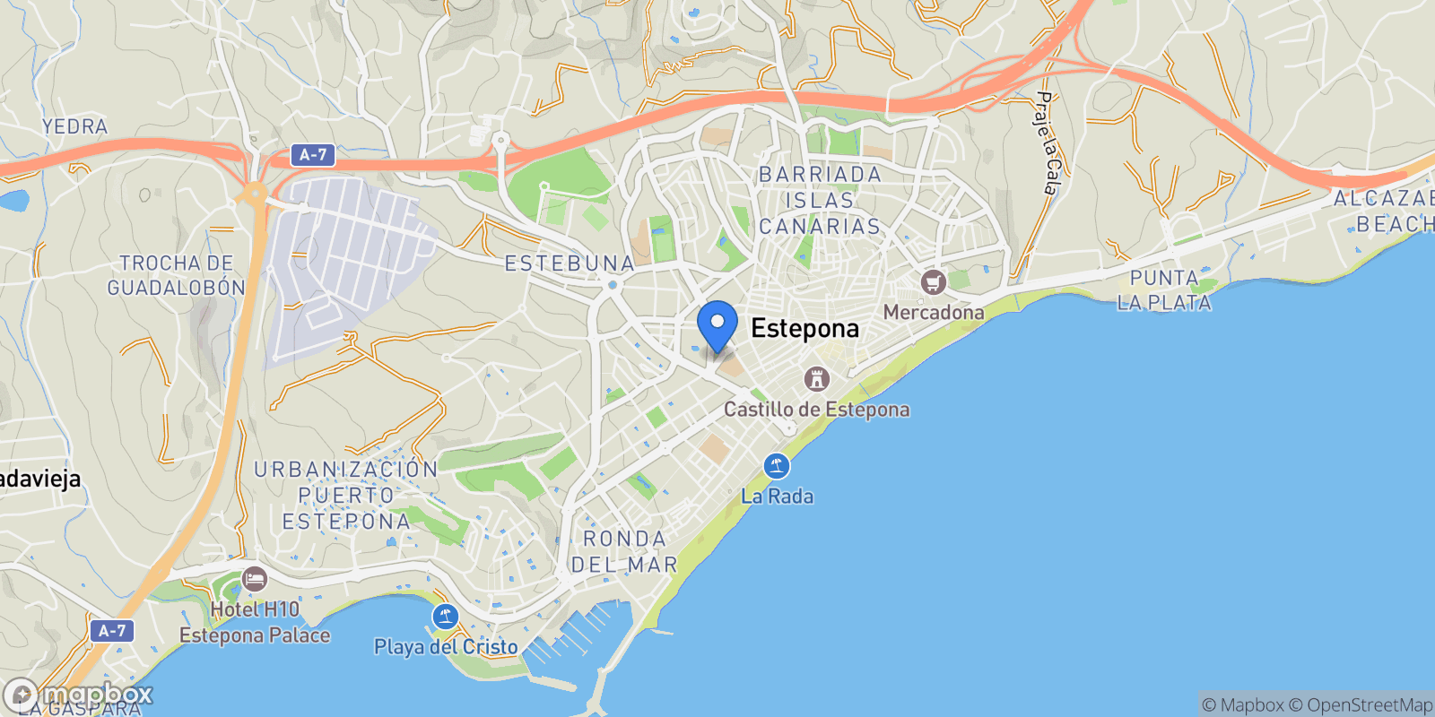 Map showing Estepona, Andalusia, Spain.