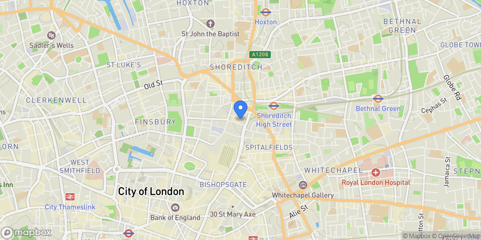 Map showing 1 Principal Pl, London EC2A 2BA, UK, London, England, United Kingdom.