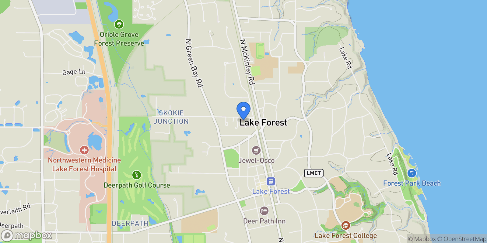 Map showing 153 E Laurel Avenue Unit# 305, Lake Forest, IL 60045, Lake Bluff, Illinois, United States.