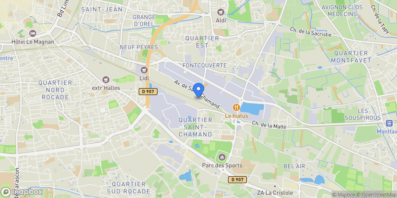 Map showing Avignon, Provence-Alpes-Côte d'Azur, France.