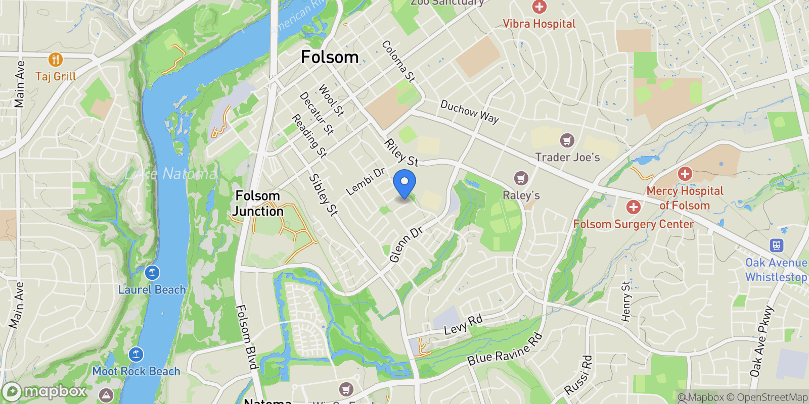 Map showing 105 Whiting Way , Folsom, CA 95630, Folsom, California, United States.