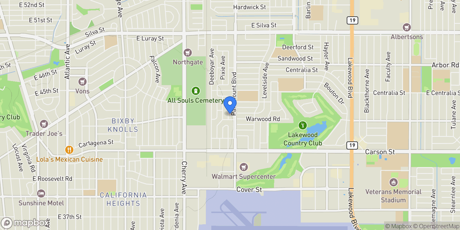 Map showing 4318 Maybank Avenue , Lakewood, CA 90712, Lakewood, California, United States.