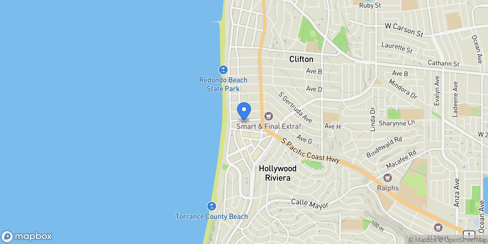 Map showing 202 Avenue H , Redondo Beach, CA 90277, Torrance, California, United States.