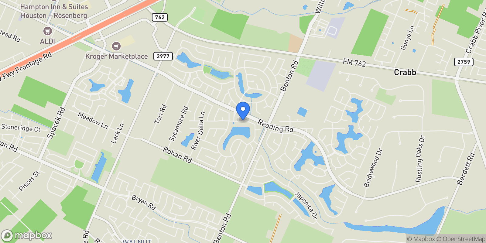 Map showing 518 Honeysuckle Vine Drive, Rosenberg, TX 77469, Rosenberg, Texas, United States.