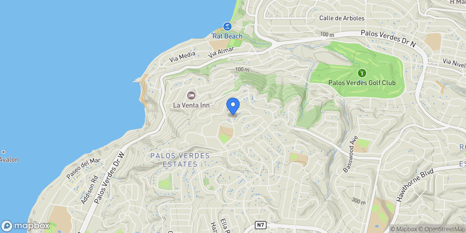 Map showing 1024 Vía Nogales , Palos Verdes Estates, CA 90274, Rolling Hills Estates, California, United States.