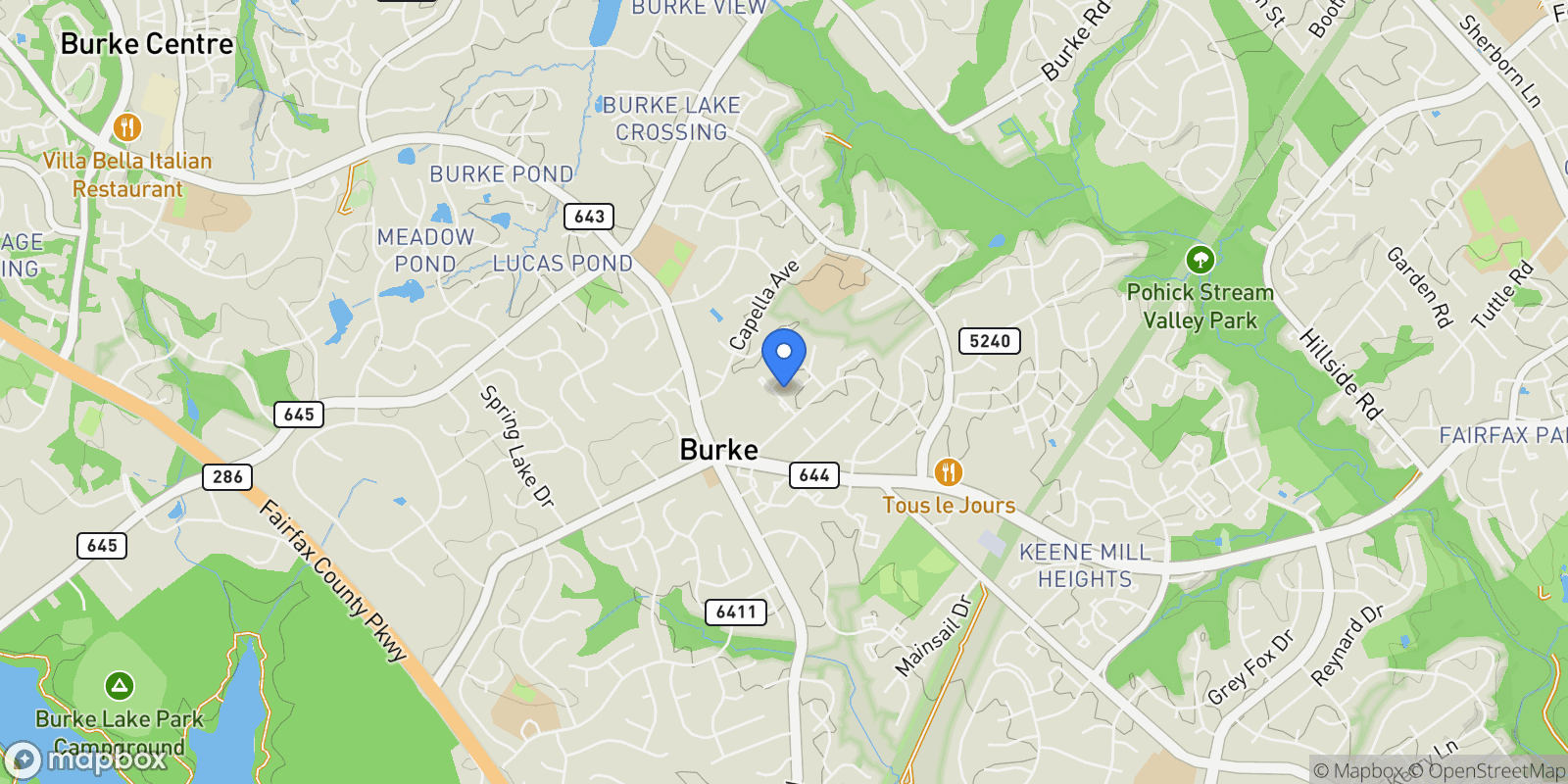 Map showing 9521 Cherry Oak Court, Burke, VA 22015, Burke, Virginia, United States.