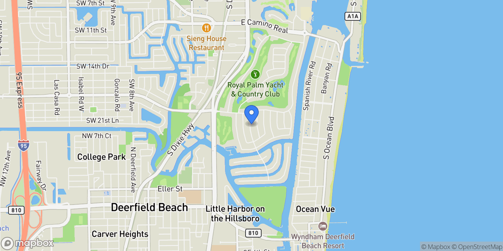 Map showing 2240 Date Palm Road, Boca Raton, Florida, United States.