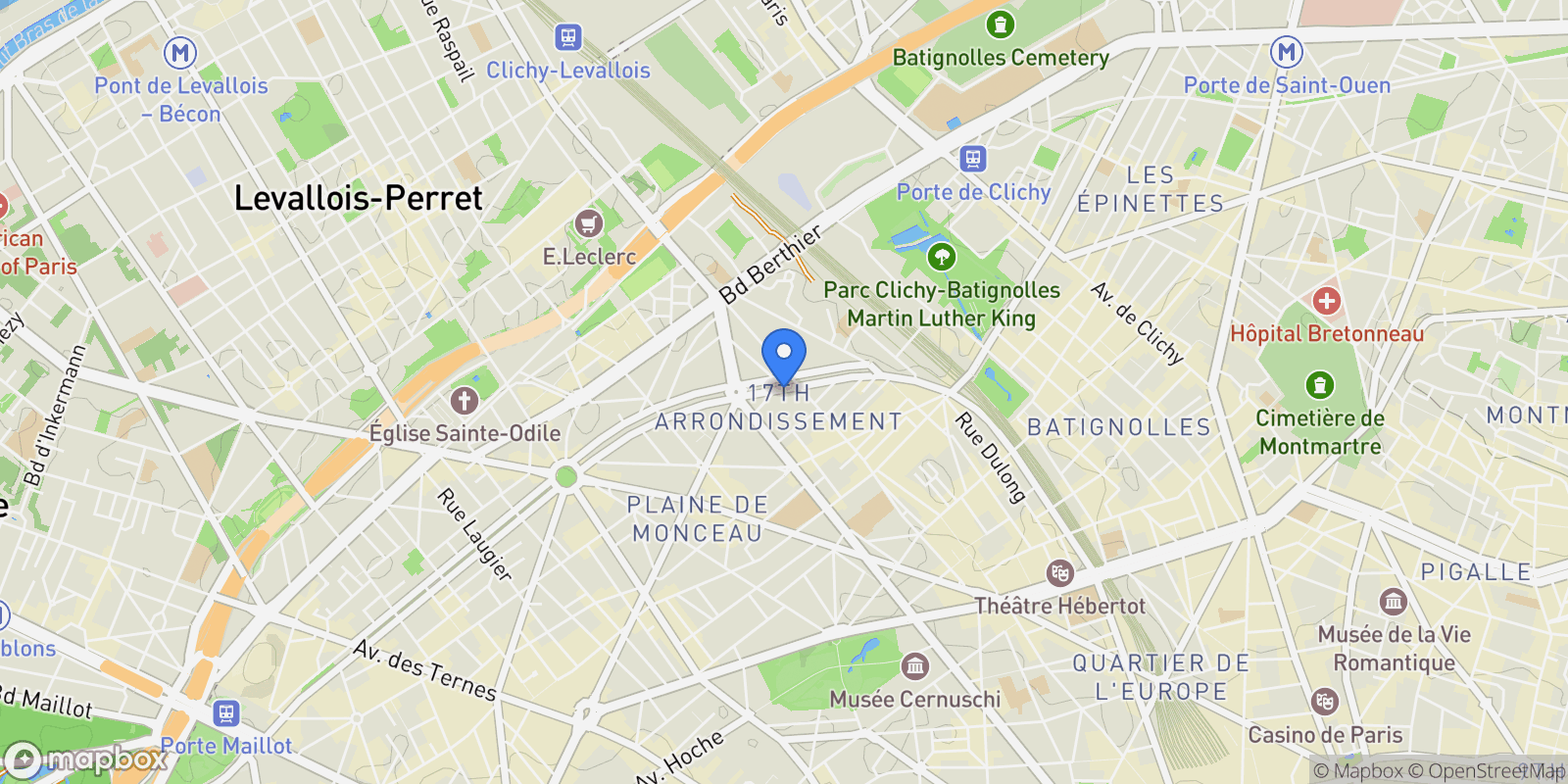 Map showing Paris, Île-de-France, France.