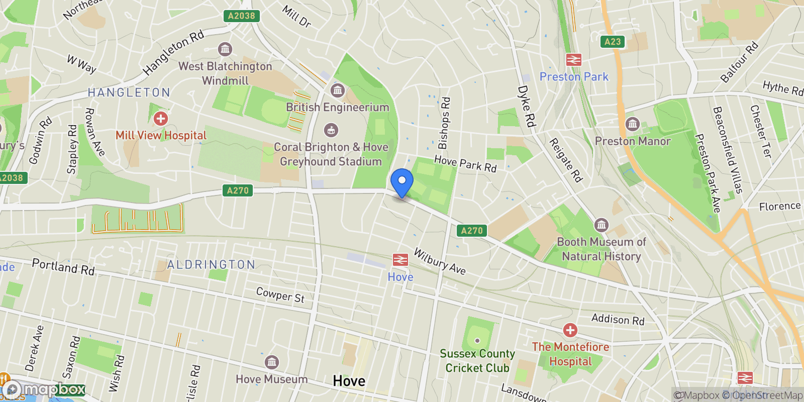 Map showing Hove, Brighton and Hove, England, United Kingdom.