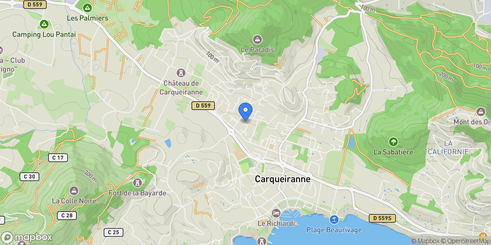 Map showing Carqueiranne, Provence-Alpes-Côte d'Azur, France.