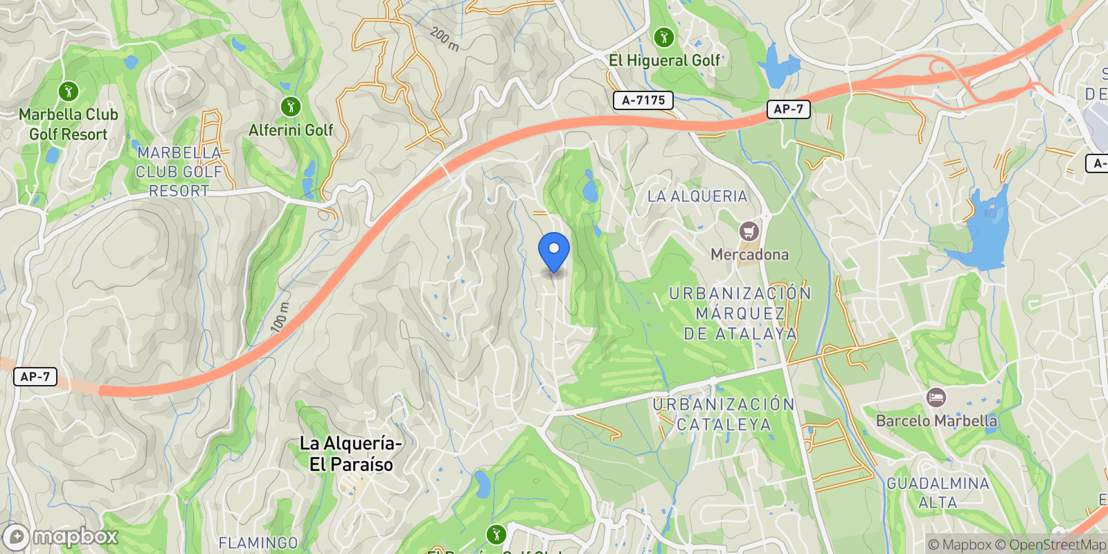 Map showing Calle Felisa de Cortes,  Benahavís,  Marbella Club Golf Resort,  Bajo, Benahavis, Andalusia, Spain.
