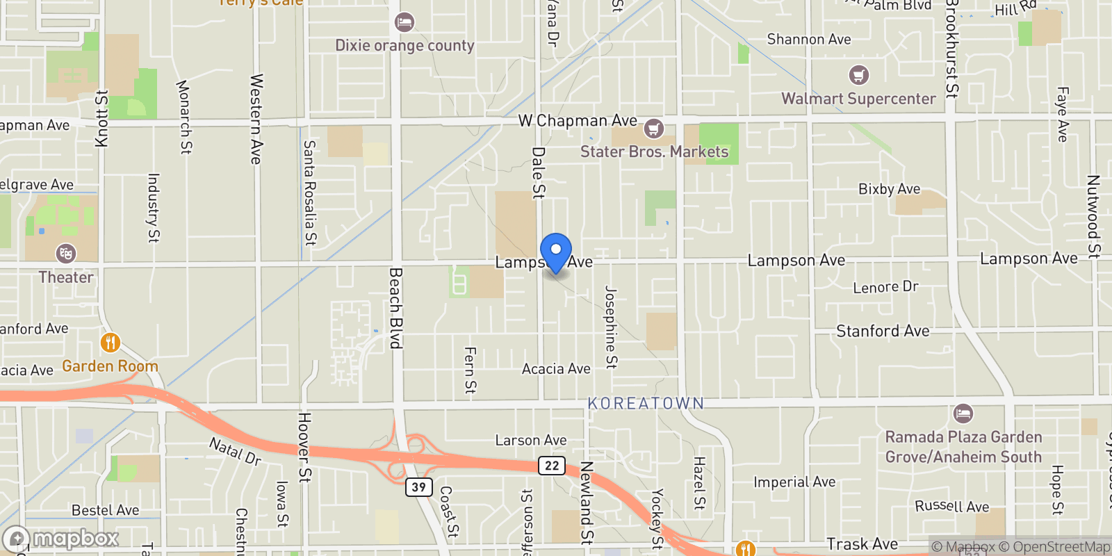 Map showing 12562 Dale Street #47 , Garden Grove, CA 92841, Garden Grove, California, United States.