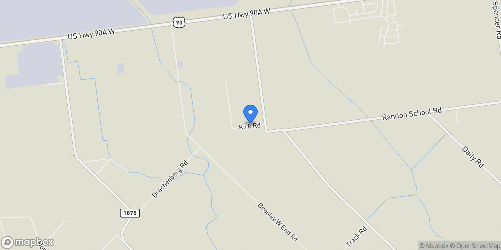 Map showing 7915 Kirk Road, Rosenberg, Texas, United States.