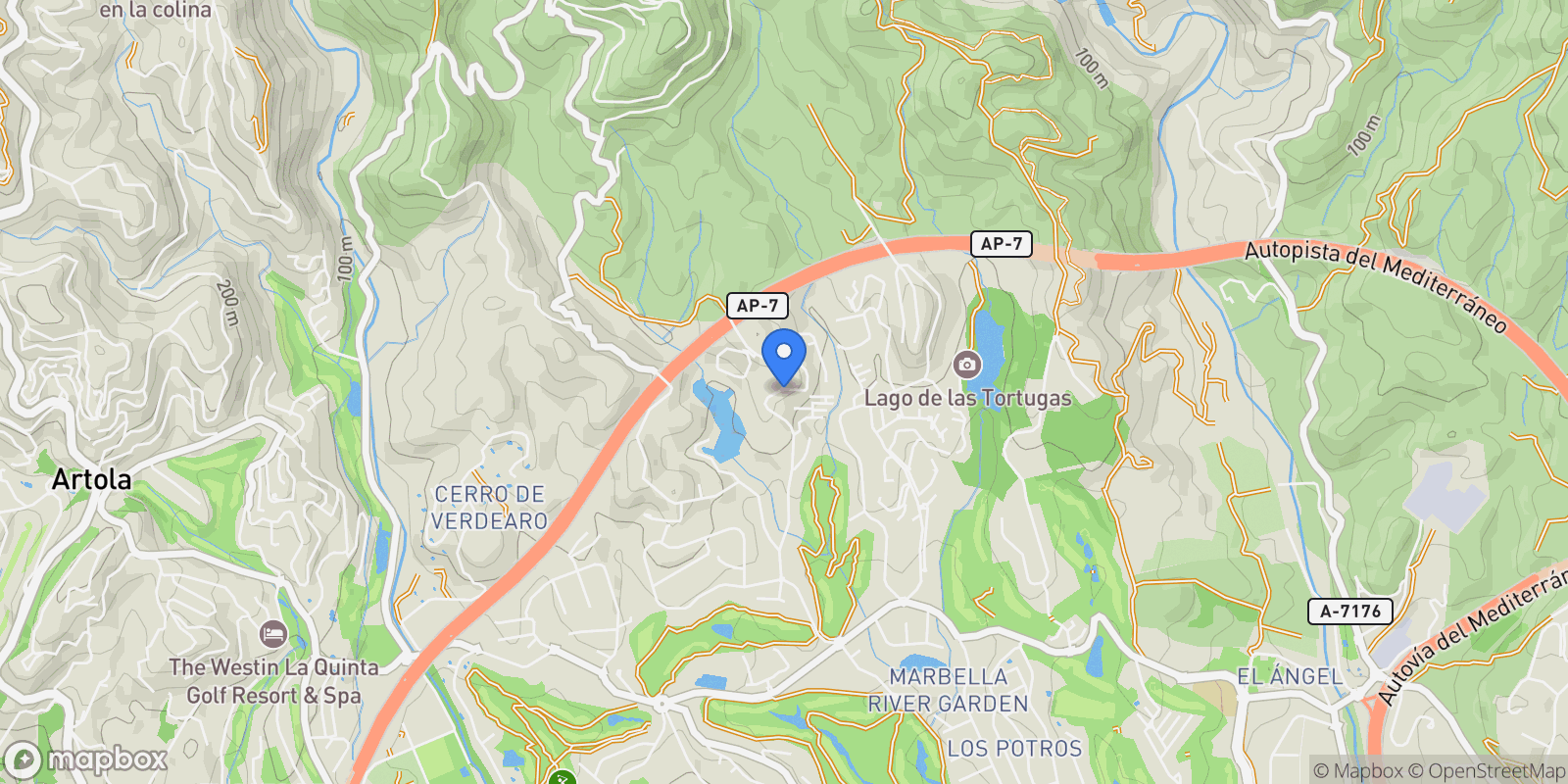 Map showing Nueva Andalucia, Marbella, Spain.