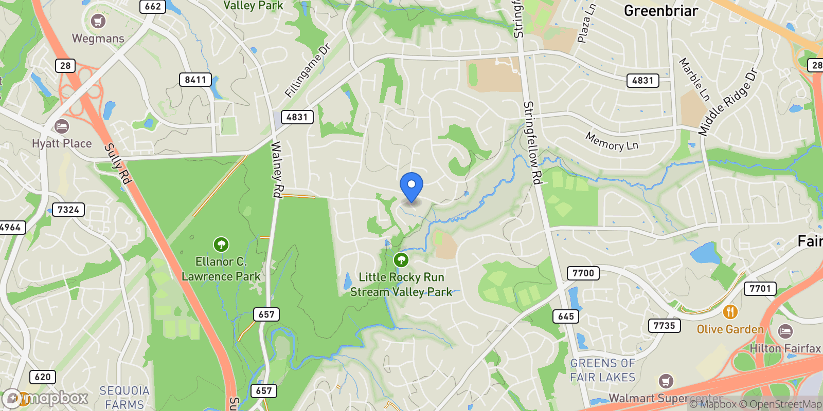 Map showing 4616 Fairfax Manor Court, Chantilly, VA 20151, Chantilly, Virginia, United States.