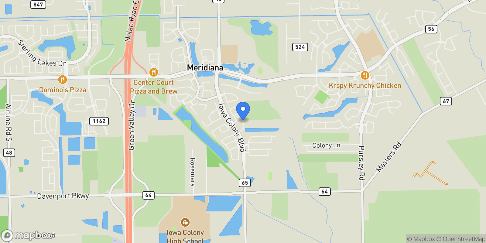 Map showing 10134 Blythe Street, Rosharon, TX 77583, Rosharon, Texas, United States.