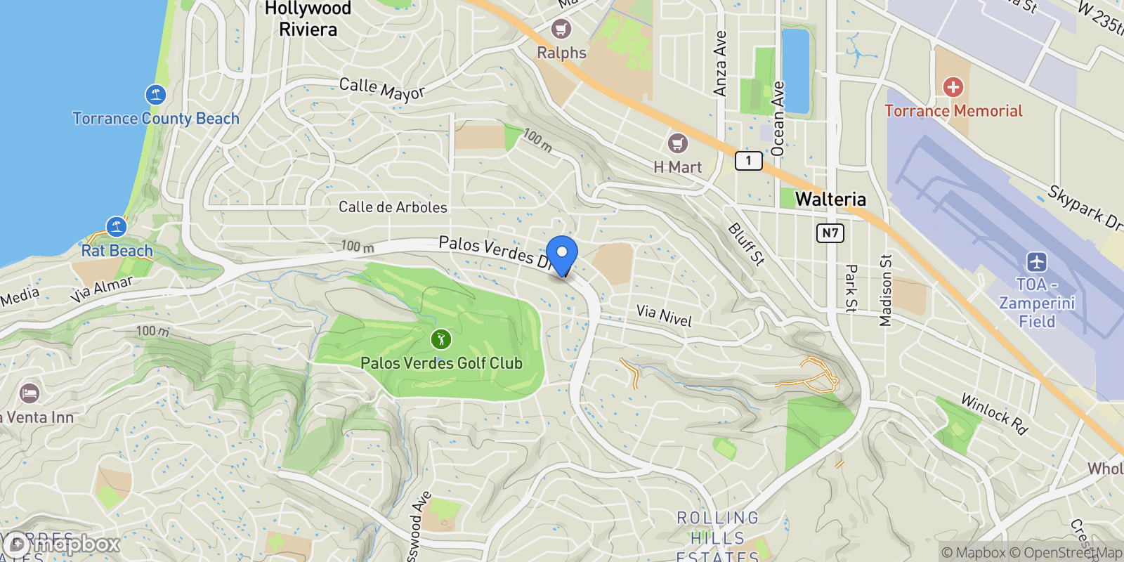 Map showing 3700 Palos Verdes Drive North , Palos Verdes Estates, CA 90274, Rolling Hills Estates, California, United States.