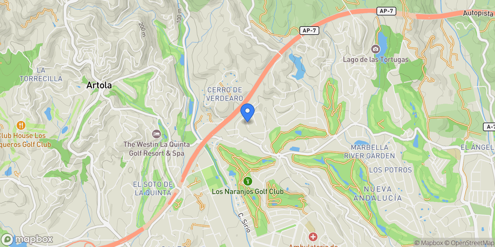 Map showing Nueva Andalucia, Marbella, Spain.
