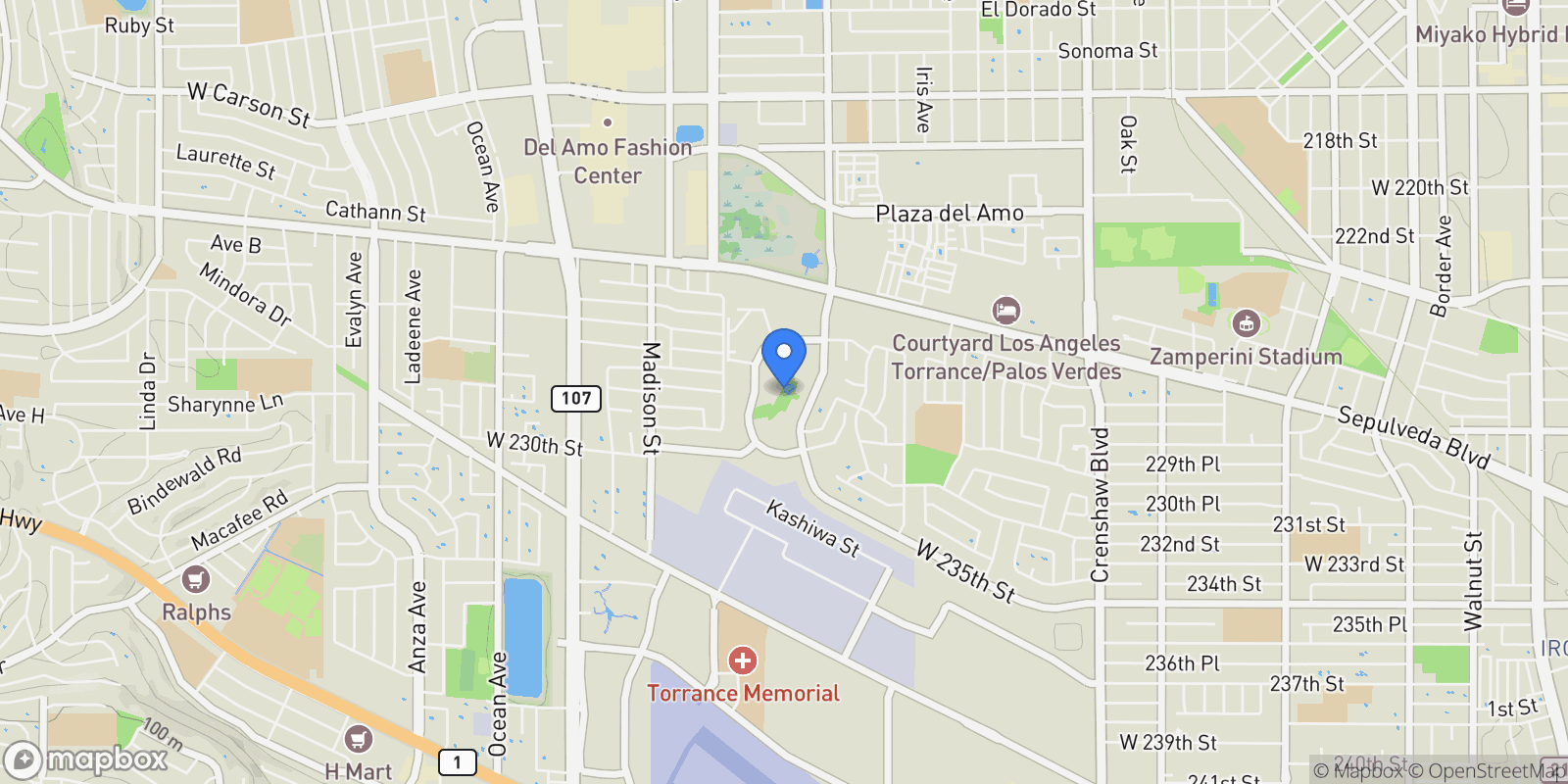 Map showing 23017 Maple Avenue , Torrance, CA 90505, Torrance, California, United States.