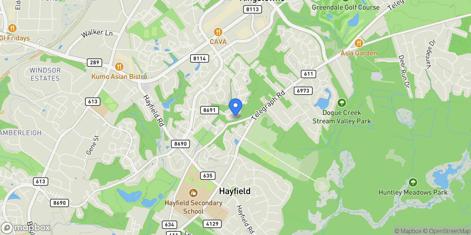 Map showing 7235 Worsley Way, Alexandria, VA 22315, Groveton, Virginia, United States.