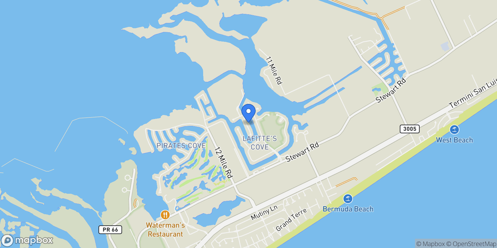 Map showing 3323 Lanyard Place, Galveston, Texas, United States.