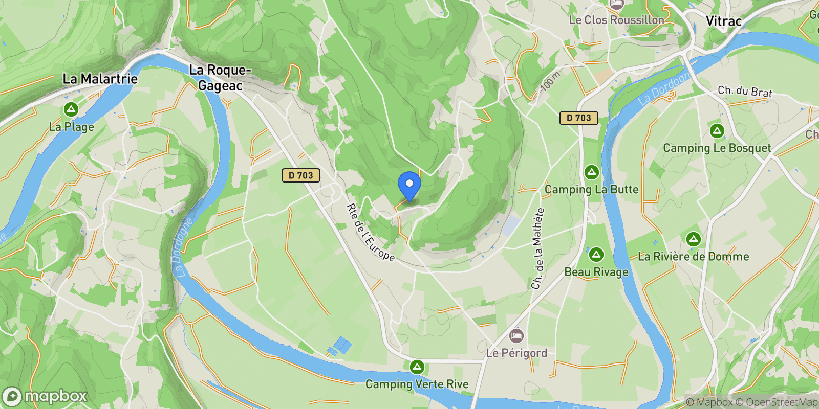 Map showing La Roque-Gageac, Nouvelle-Aquitaine, France.