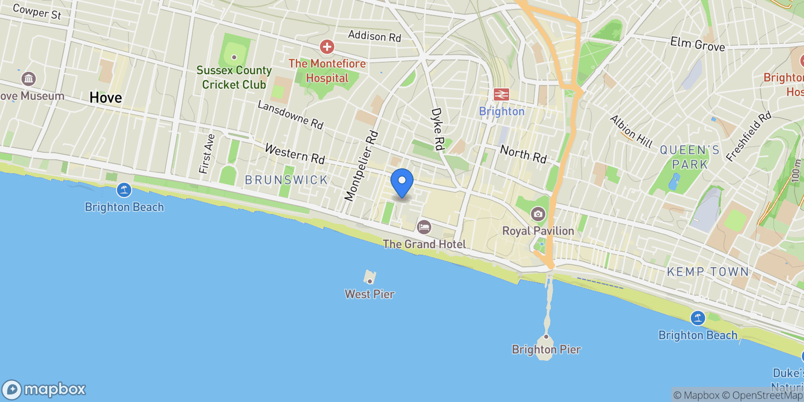 Map showing Brighton, Brighton and Hove, England, United Kingdom.