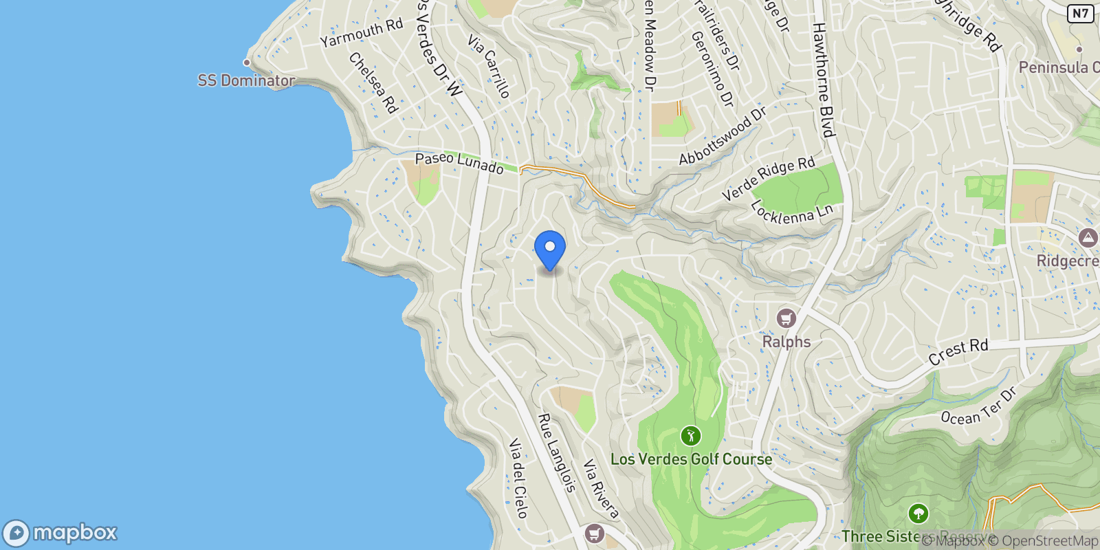 Map showing 30031 Vía Borica , Rancho Palos Verdes, CA 90275, Rolling Hills, California, United States.