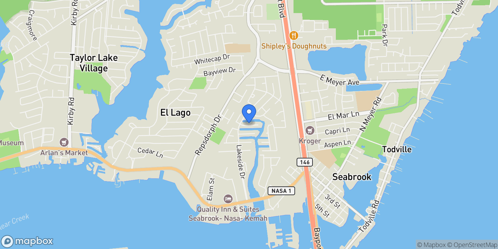 Map showing 2538 Du Lac Trace, Seabrook, TX 77586, Seabrook, Texas, United States.