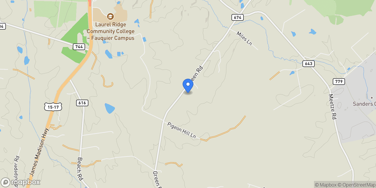 Map showing 8729 Green Road, Warrenton, VA 20187, Warrenton, Virginia, United States.