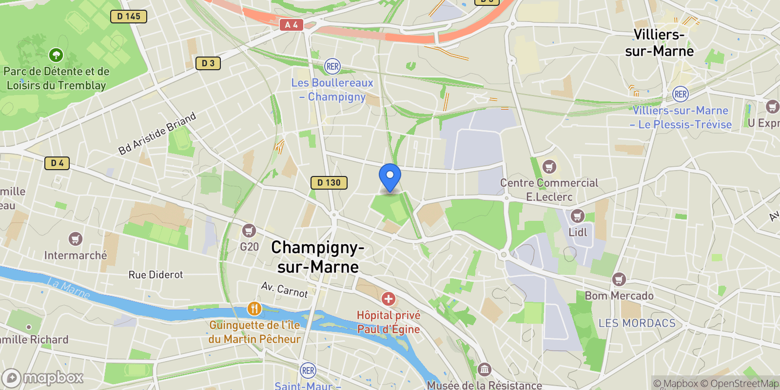 Map showing Champigny-sur-Marne, Île-de-France, France.