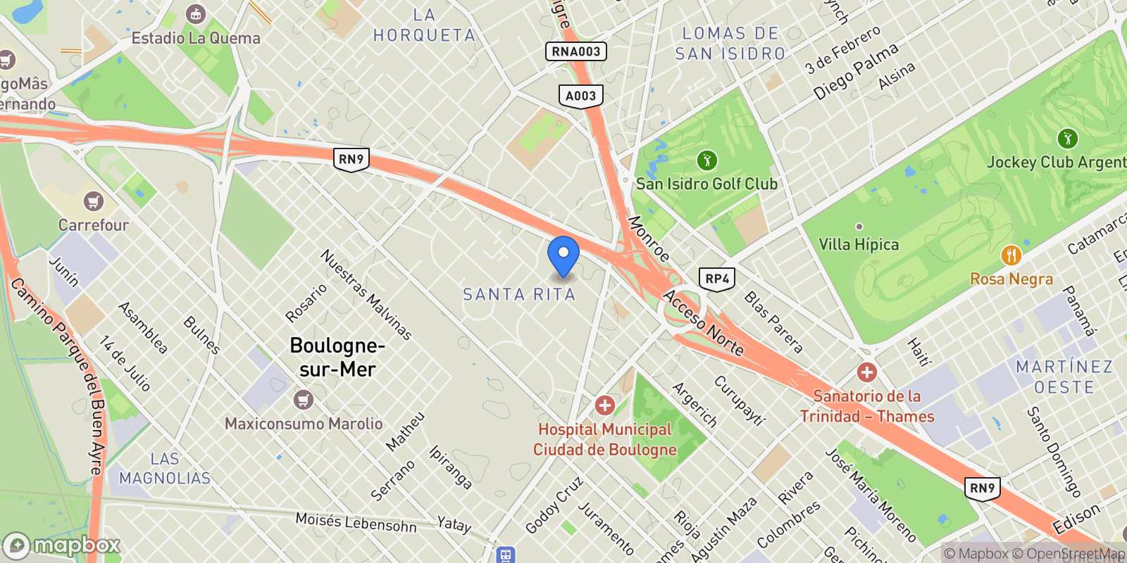 Map showing Exclusive 950 m² Residence with Golf Course Views, Buenos Aires City, B, Buenos Aires City, Argentina.