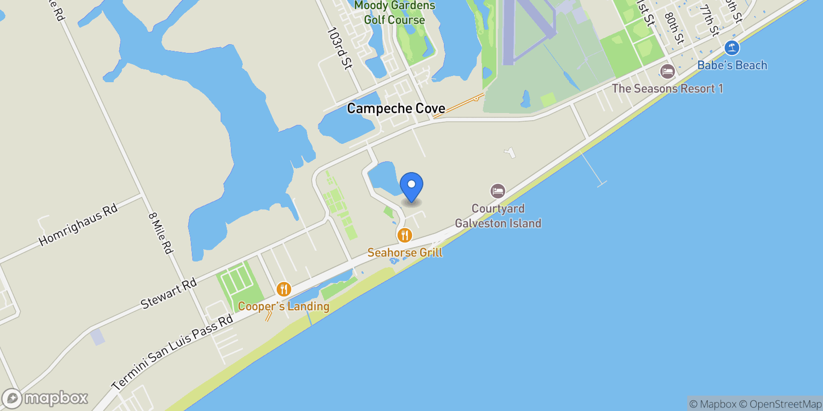 Map showing 3506 Cove View Boulevard 406, Galveston, Texas, United States.