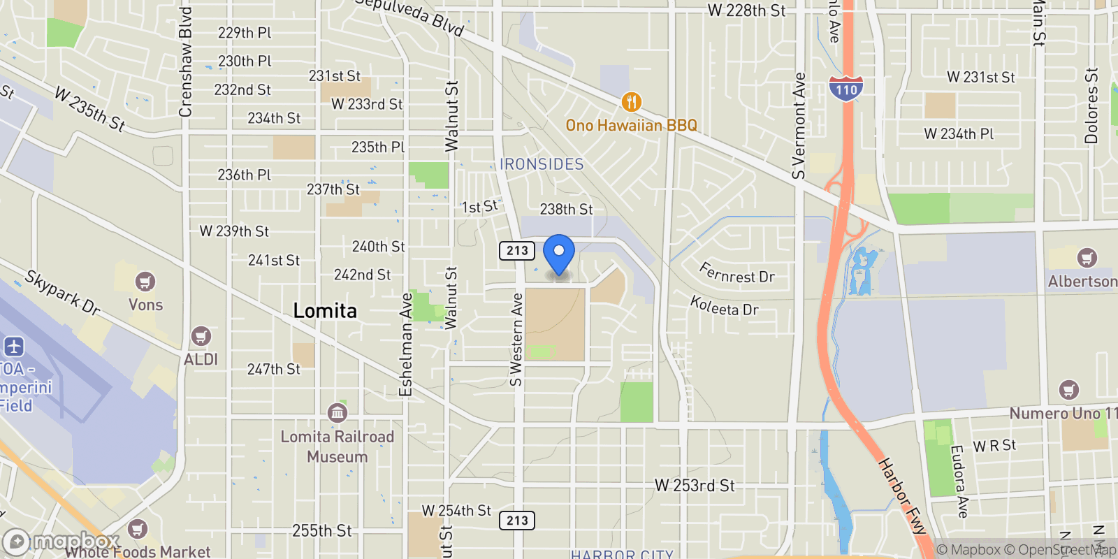 Map showing 24238 Postmaster Avenue , Los Angeles, CA 90710, Los Angeles, California, United States.