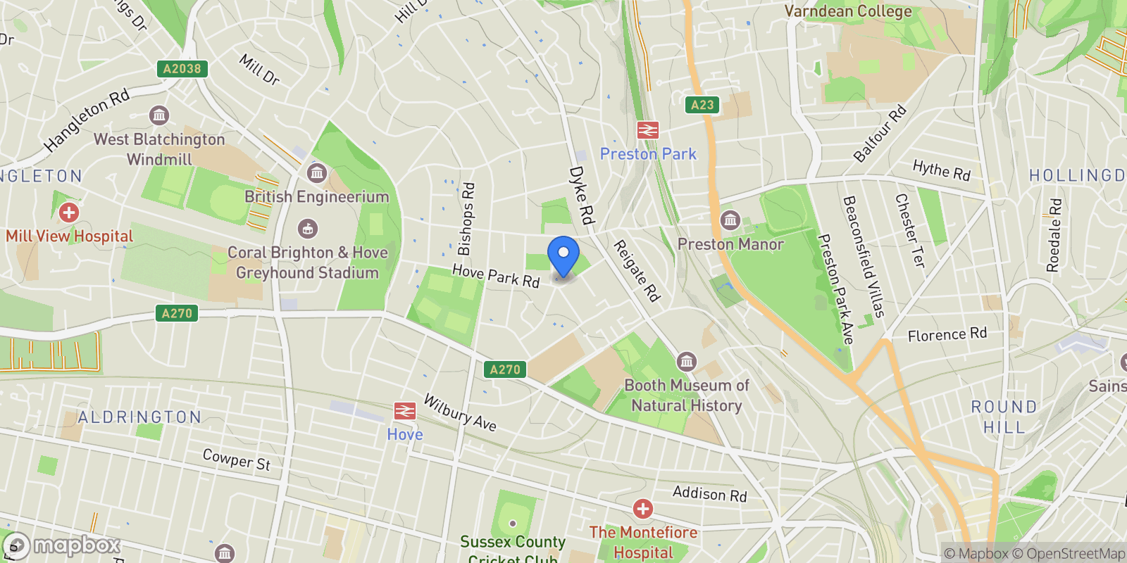 Map showing Hove, Brighton and Hove, England, United Kingdom.