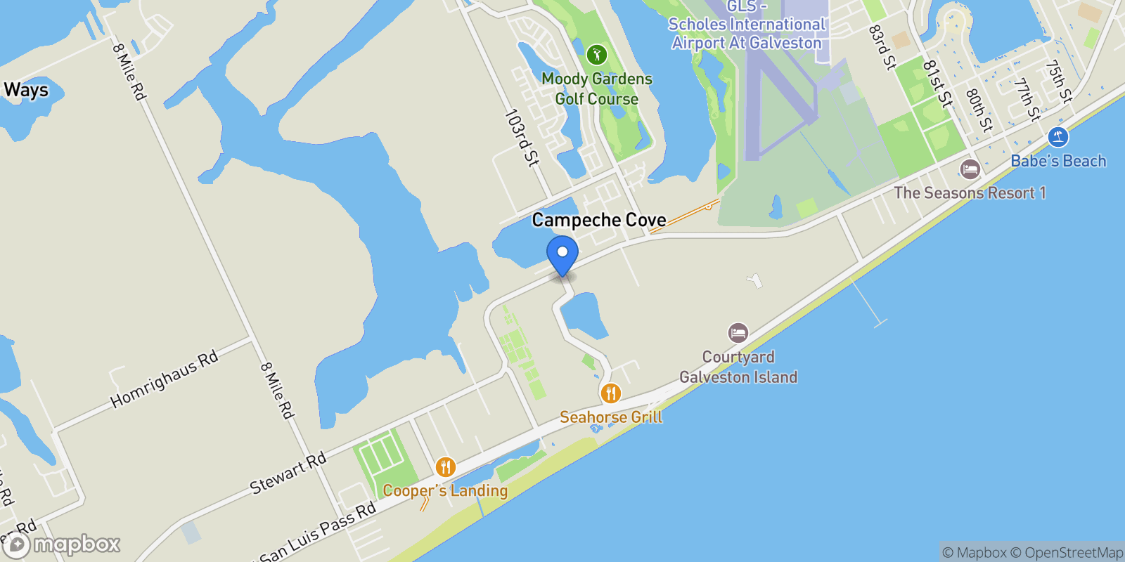 Map showing 3506 Cove View Boulevard, Galveston, Texas, United States.