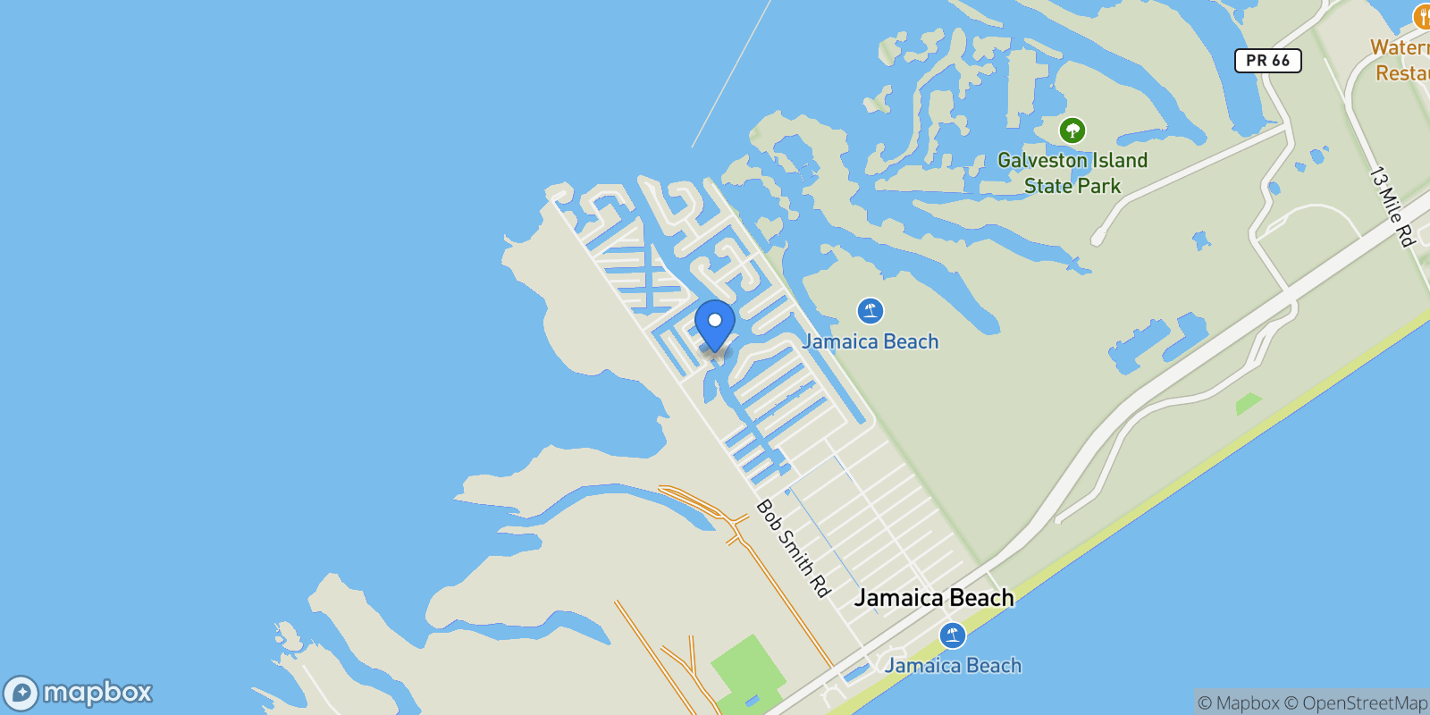 Map showing 16611 Pompano Way, Galveston, Texas, United States.