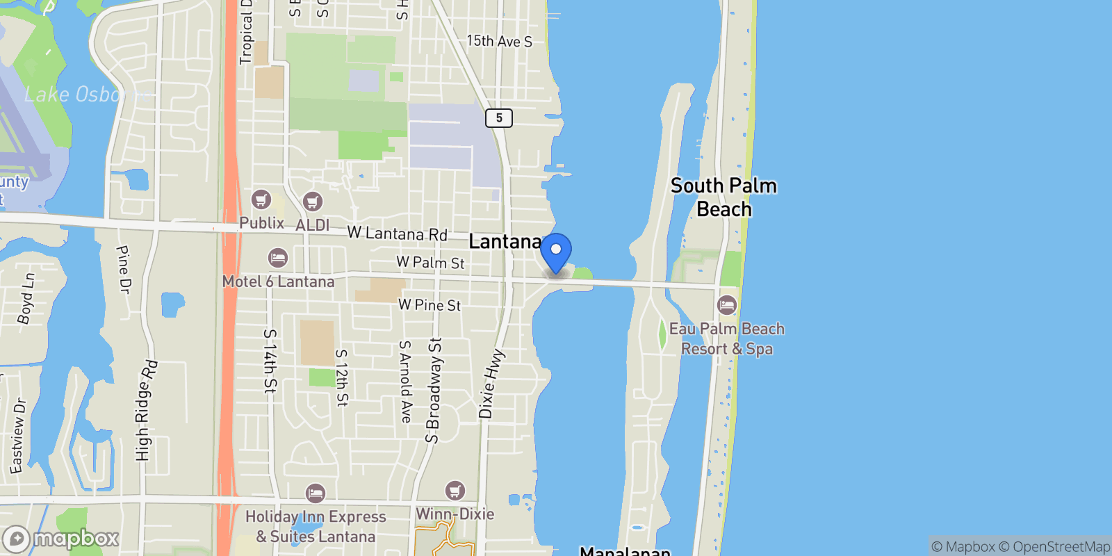 Map showing 305 E Ocean Avenue Th-7, Lantana, Florida, United States.