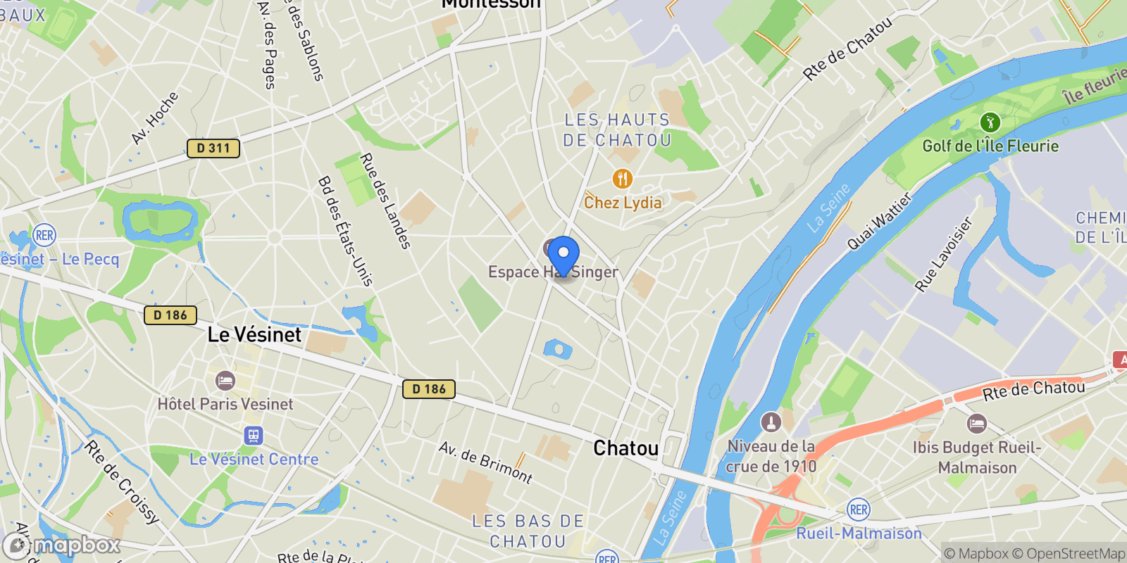 Map showing Chatou, Île-de-France, France.