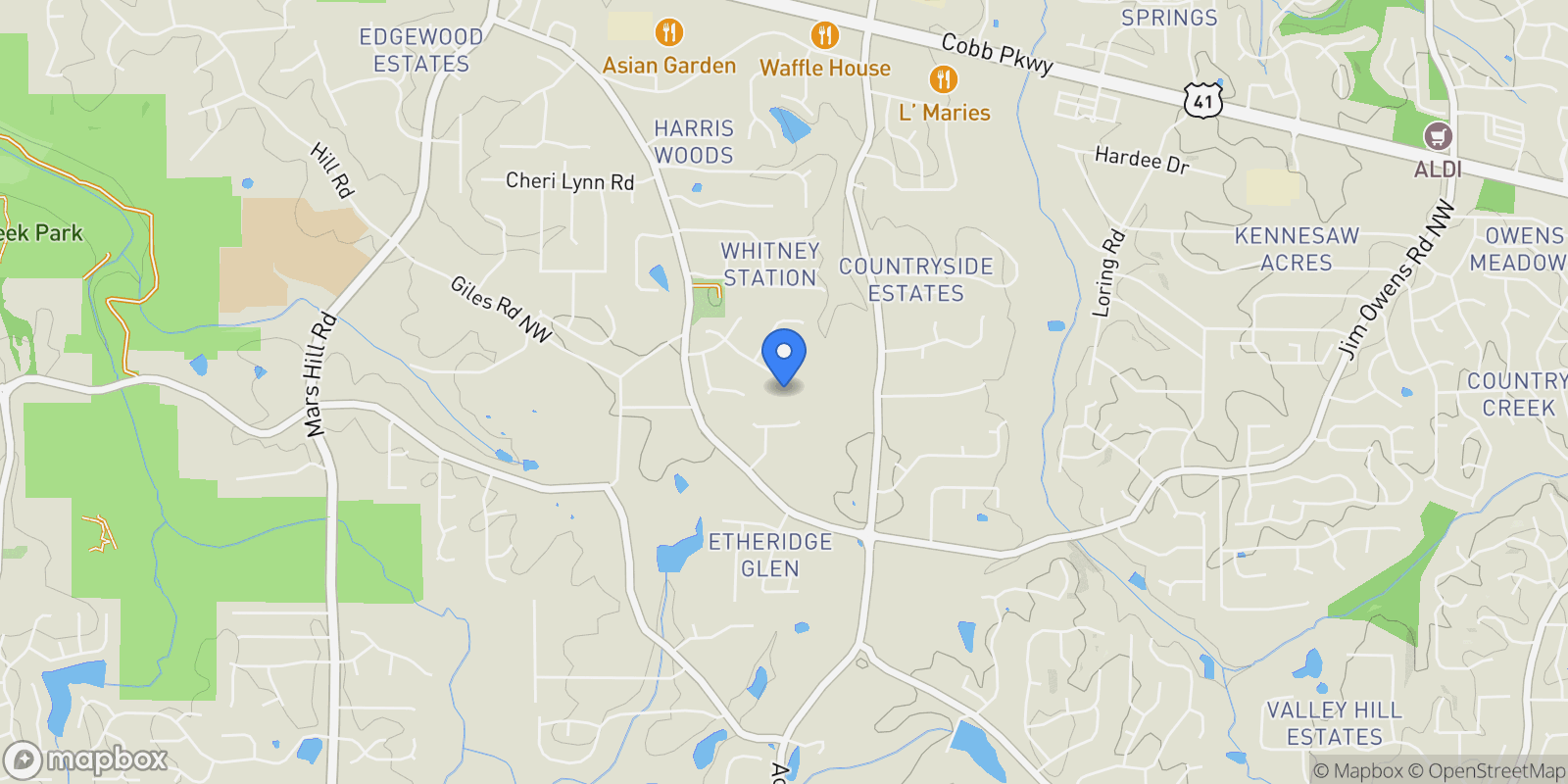 Map showing 4409 Talisker Lane NW, Acworth, GA 30101, Acworth, Georgia, United States.