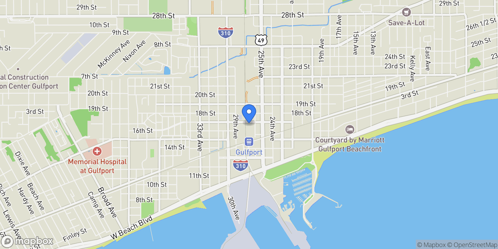 Map showing 2607 17th Street, Gulfport, MS 39501, Gulfport, Mississippi, United States.
