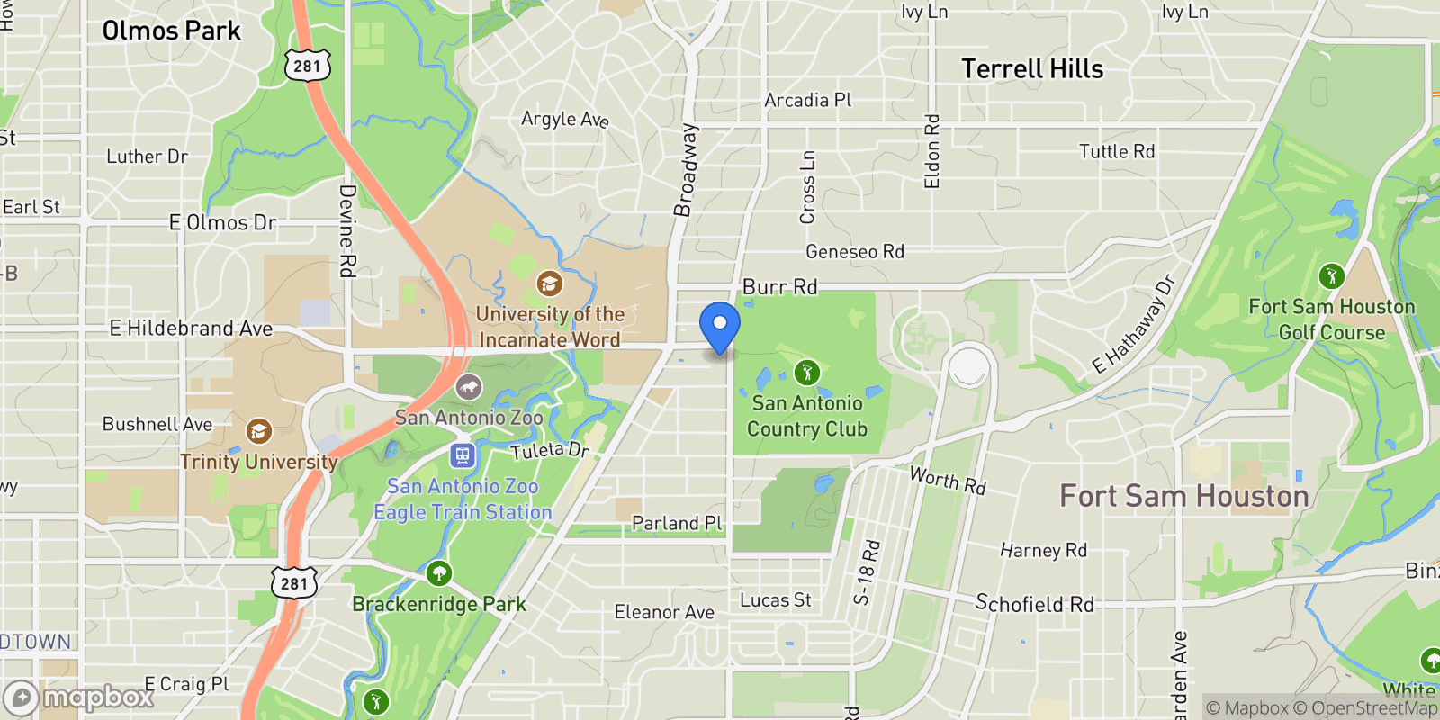Map showing 4001 N New Braunfels Unit 804-A, San Antonio, TX, 78209, USA, San Antonio, Texas, United States.