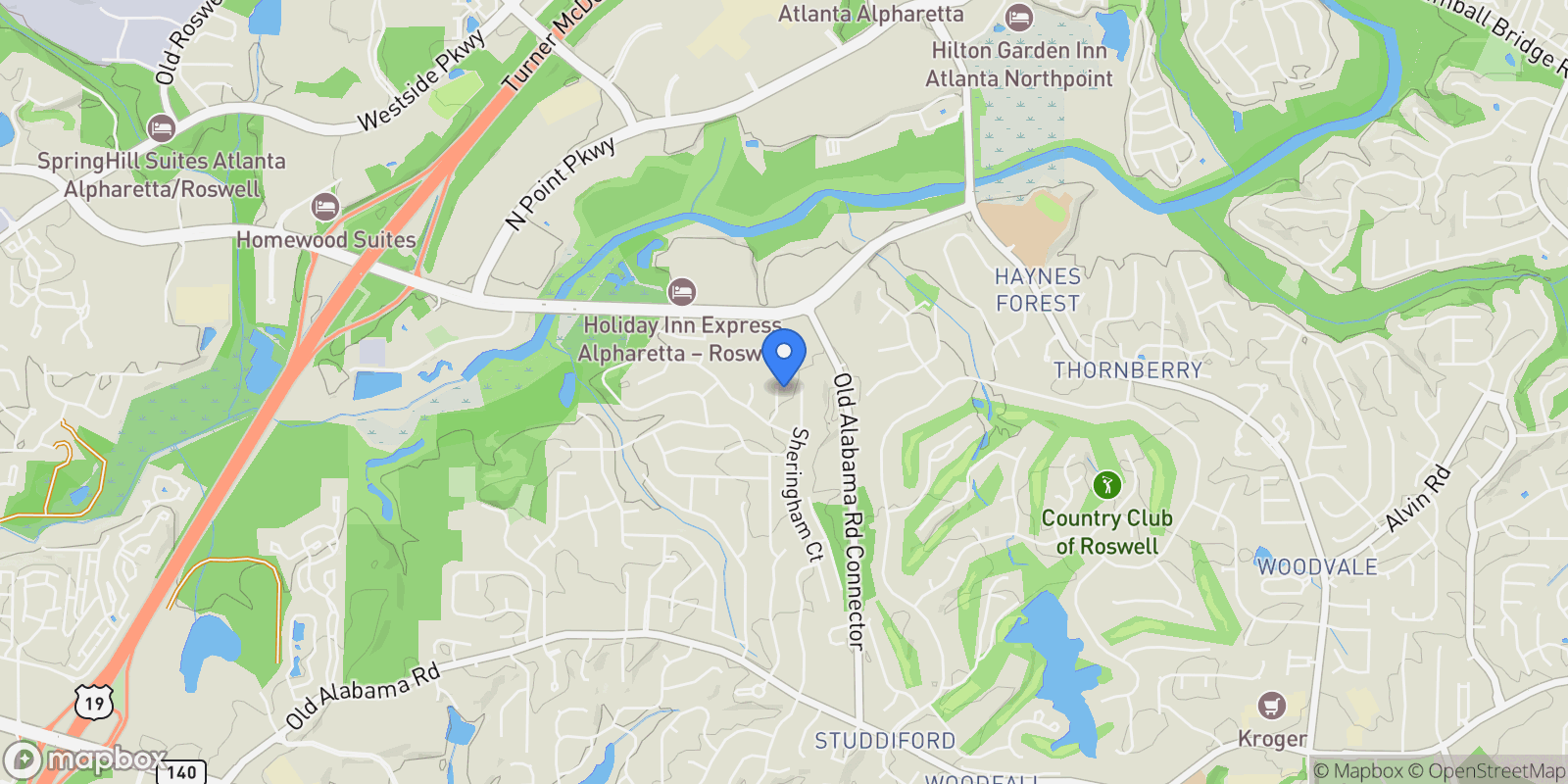 Map showing 435 Sheringham Terrace, Roswell, GA 30076, Roswell, Georgia, United States.