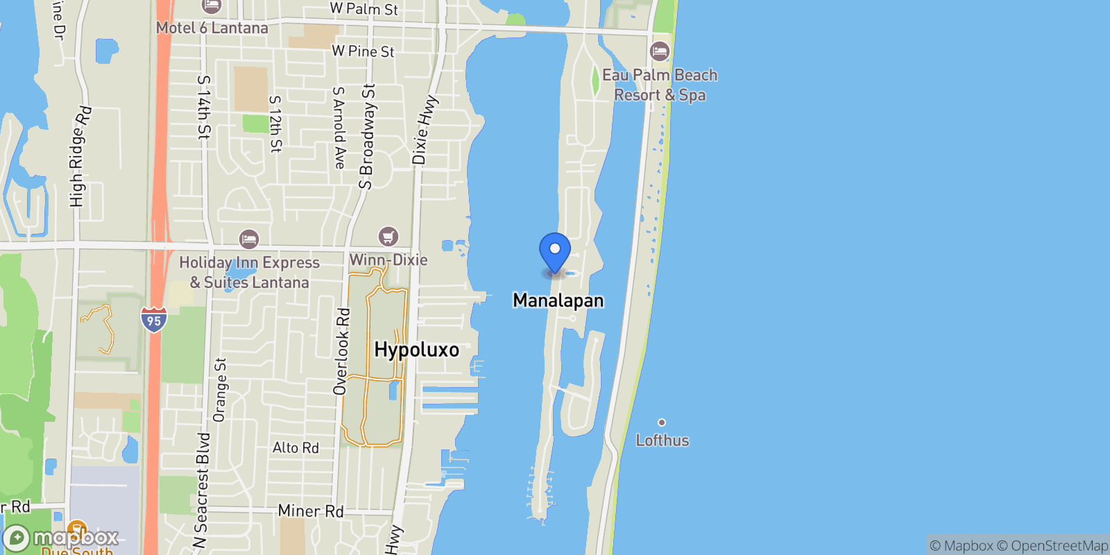 Map showing 1275 Lands End Road, Lantana, Florida, United States.